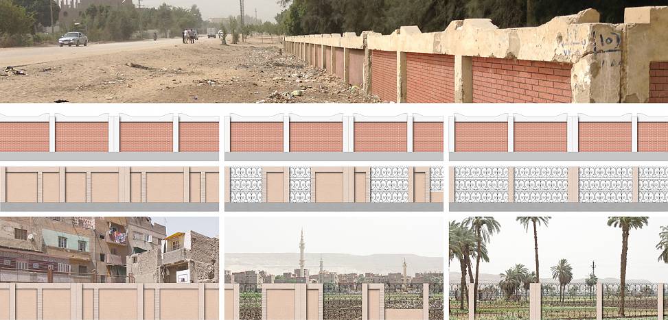 variations of walls responding to the surrounding environment | photo of standard wall and visualizations